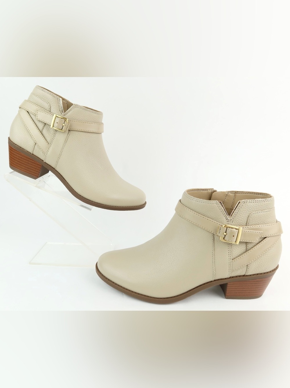 Vionic Beige Farrah Ankle Boots with Gold Tone Hardware-Size 11